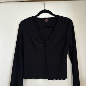 Y2K Elegant Black Long Sleeve Top